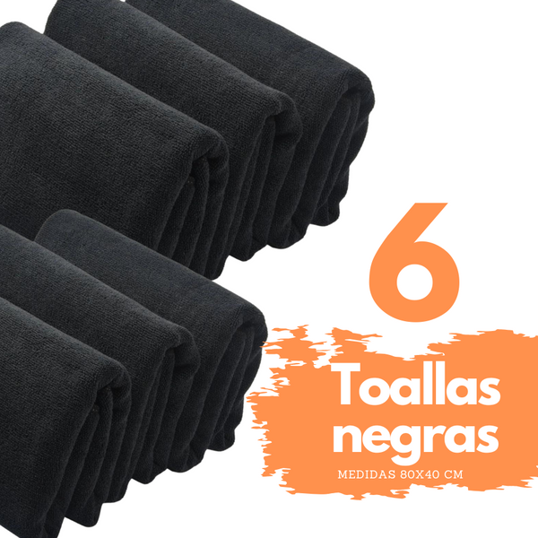 Pack 6 Toalla Microfibra Peluquera Hotel Barberia Spa Gym Piso 40x80 cm