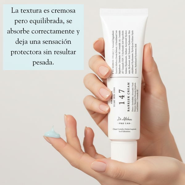Crema barrier coreana Dr Althea 147 en frasco de 50ml, con textura cremosa y envase transparente con etiqueta blanca.