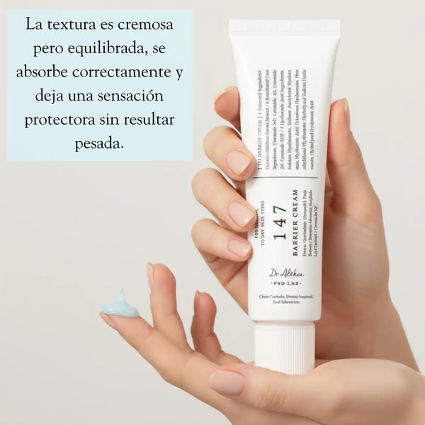 Crema barrier coreana Dr Althea 147 en frasco de 50ml, con textura cremosa y envase transparente con etiqueta blanca.