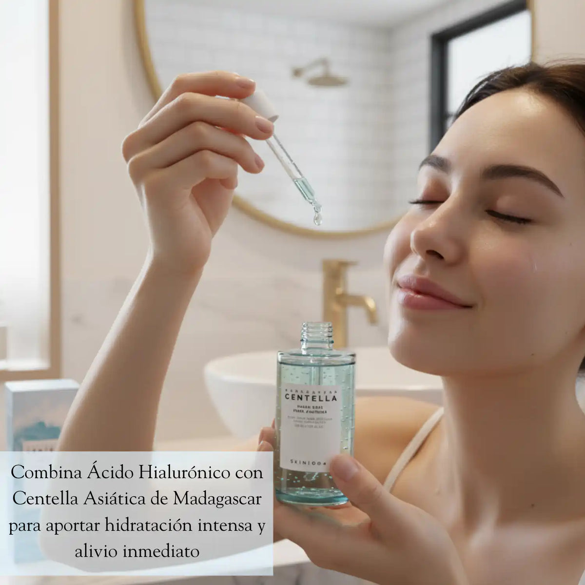 Ampolla hidratante SKIN1004 Hyalu-Cica First Ampoule de 100ml para cuidado de la piel coreano, con ingredientes calmantes y reparadores.