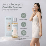 Esencia coreana Mixsoon Soondy Centella Asiatica en botella con gotero para cuidado de la piel.