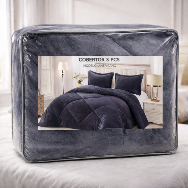 Cobertor gris oscuro y fundas premium de Enigma Store, suave y elegante, ideal para decorar y abrigar en el hogar.
