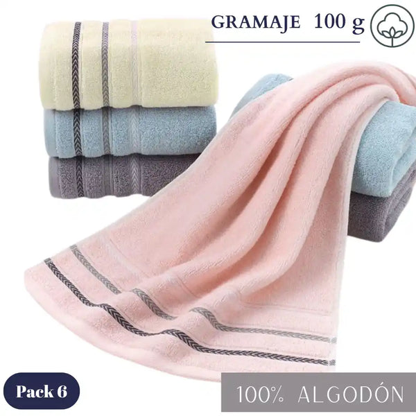 Seis toallas de manos de algodón de cocina y baño en un paquete, blancas y suaves, ideales para limpieza y secado.