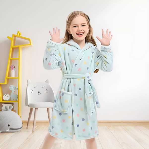 Bata Albornoz De Polar Con Capucha para Niñas 4-8 años