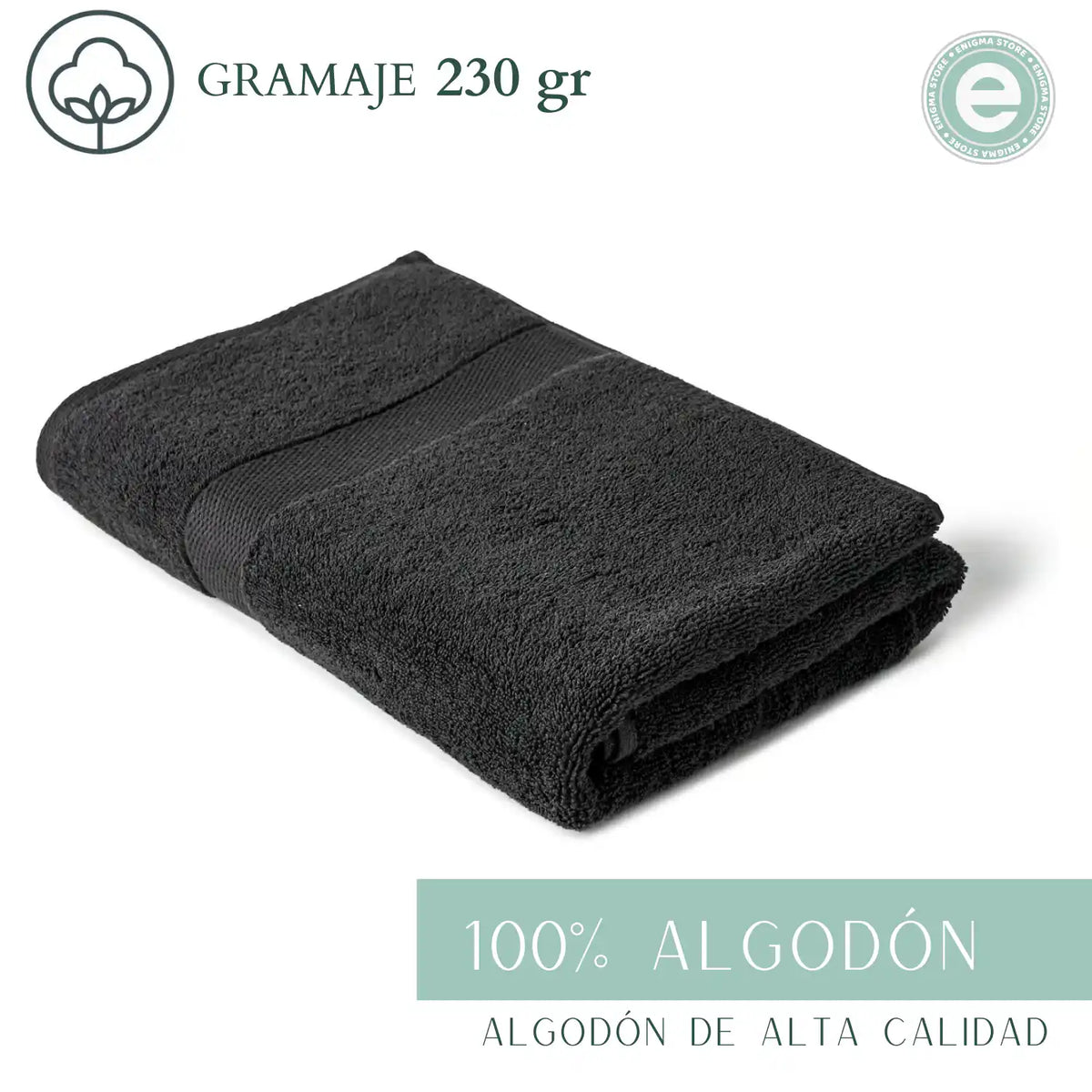 Pack de 3 toallas de algodón negras de 50x100 cm para peluquería, piso o hotel, con textura suave y absorbente.