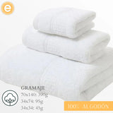 Set de 3 toallas de algodón suave para cuerpo, mano y cara, en colores variados, de marca Enigma Store.