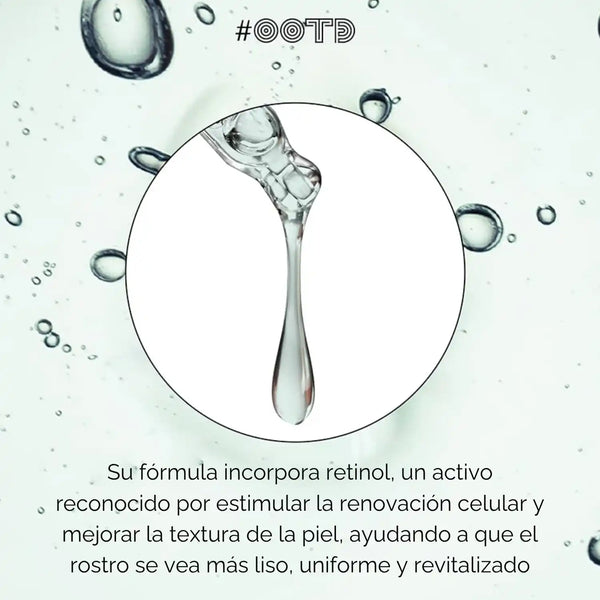 Mascarilla facial coreana OOTD Retinol Serum Plumping, con textura cremosa y envase blanco, para piel hidratada y rejuvenecida.