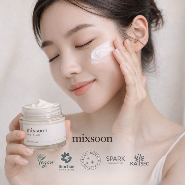 Crema de frijoles Mixsoon para cuidado facial coreano, frasco de 50ml con envase blanco y diseño sencillo