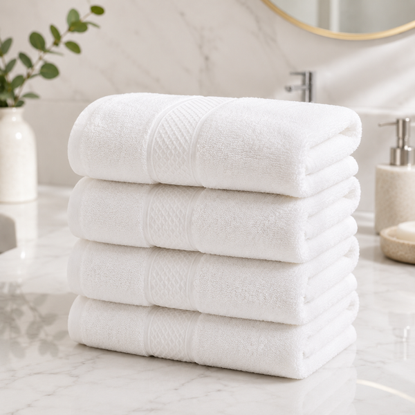 Pack 4 Toalla Blanca Mano Algodon Peluqueria Hotel Spa 35x75