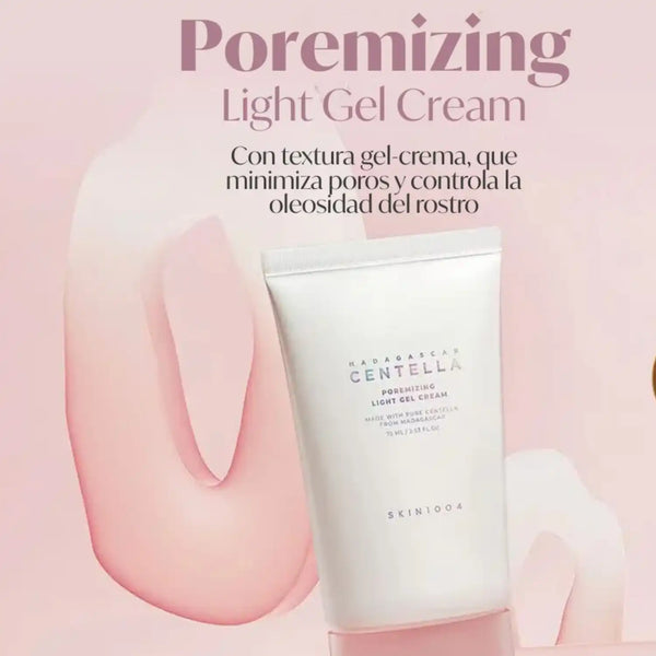Gel crema ligero de SKIN1004 para poros, en envase de 75 ml, con textura suave y fórmula hidratante para el cuidado facial.