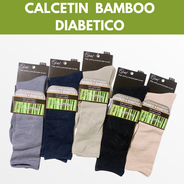 Pack 2 Calcetin Hombre Bamboo Diabético Sin Costura