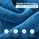 Toallas azul profundo de algodón en un paquete de 4, ideales para hotel y spa, de la marca Enigma Store