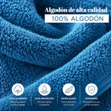 Toallas azul profundo de algodón en un paquete de 4, ideales para hotel y spa, de la marca Enigma Store