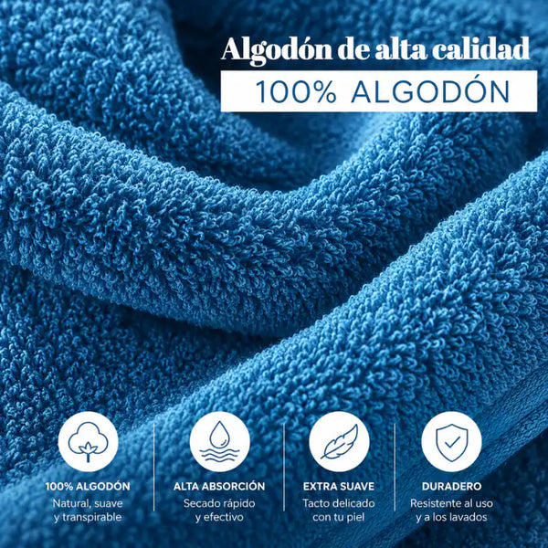Toallas azul profundo de algodón en un paquete de 4, ideales para hotel y spa, de la marca Enigma Store