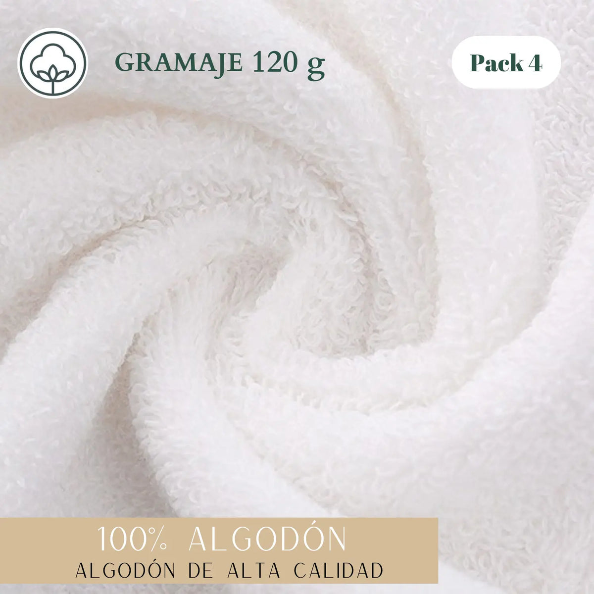 Conjunto de 4 toallas blancas de mano de algodón para peluquería, hotel y spa, tamaño 35x75 cm, de la marca Enigma Store