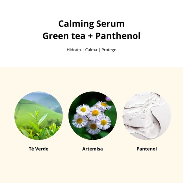 Suero calmante Beauty of Joseon con té verde y panthenol en frasco de 30 ml, para cuidado facial coreano.