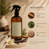 Spray aromatizante para el hogar Woodland Vainilla de Enigma Store, frasco de 500 ml con diseño elegante.