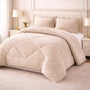 Cobertor beige y fundas premium Enigma Store, conjunto de cobertores suaves y elegantes para el hogar.