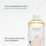 Esencia coreana Mixsoon Soondy Centella Asiatica en frasco con gotero para cuidado facial.