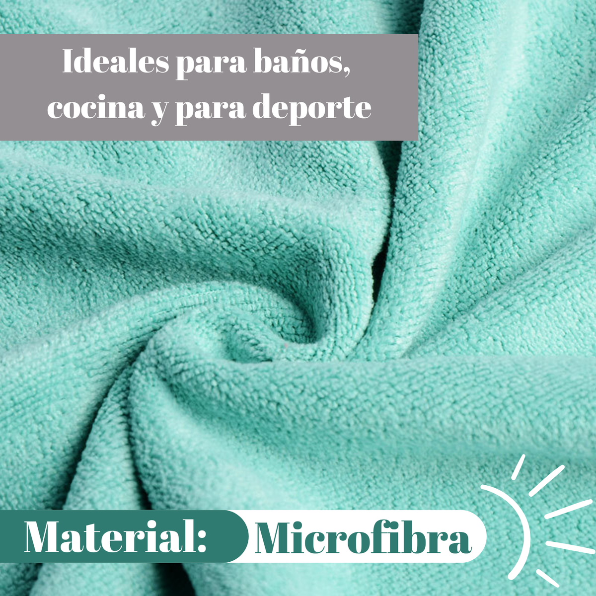 Pack 6 Toalla De Mano Microfibra Baño Spa Hotel Cocina 35x75