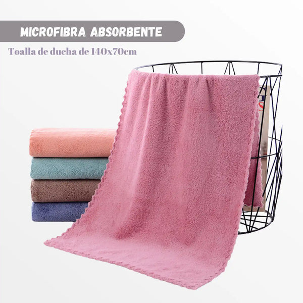 Set de 3 toallas de baño de microfibra en colores variados, secado rápido, ideales para deporte y viajes, marca Enigma Store.