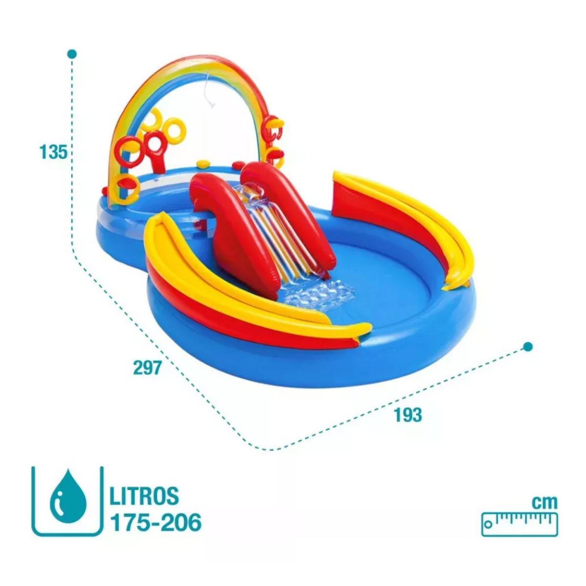 Centro Juegos Inflable INTEX Arcoíris 297X193X135 CM, 428L