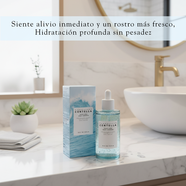 Ampolleta coreana SKIN1004 Hyalu-Cica First Ampoule, frascos de 100ml con ingredientes hidratantes y calmantes para la piel