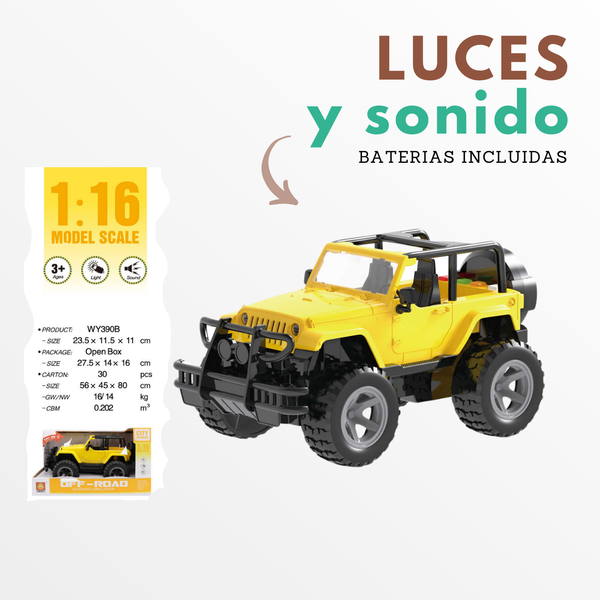 Jeep Juguete A Fricción Con Luces Y Sonido Escala 1:16