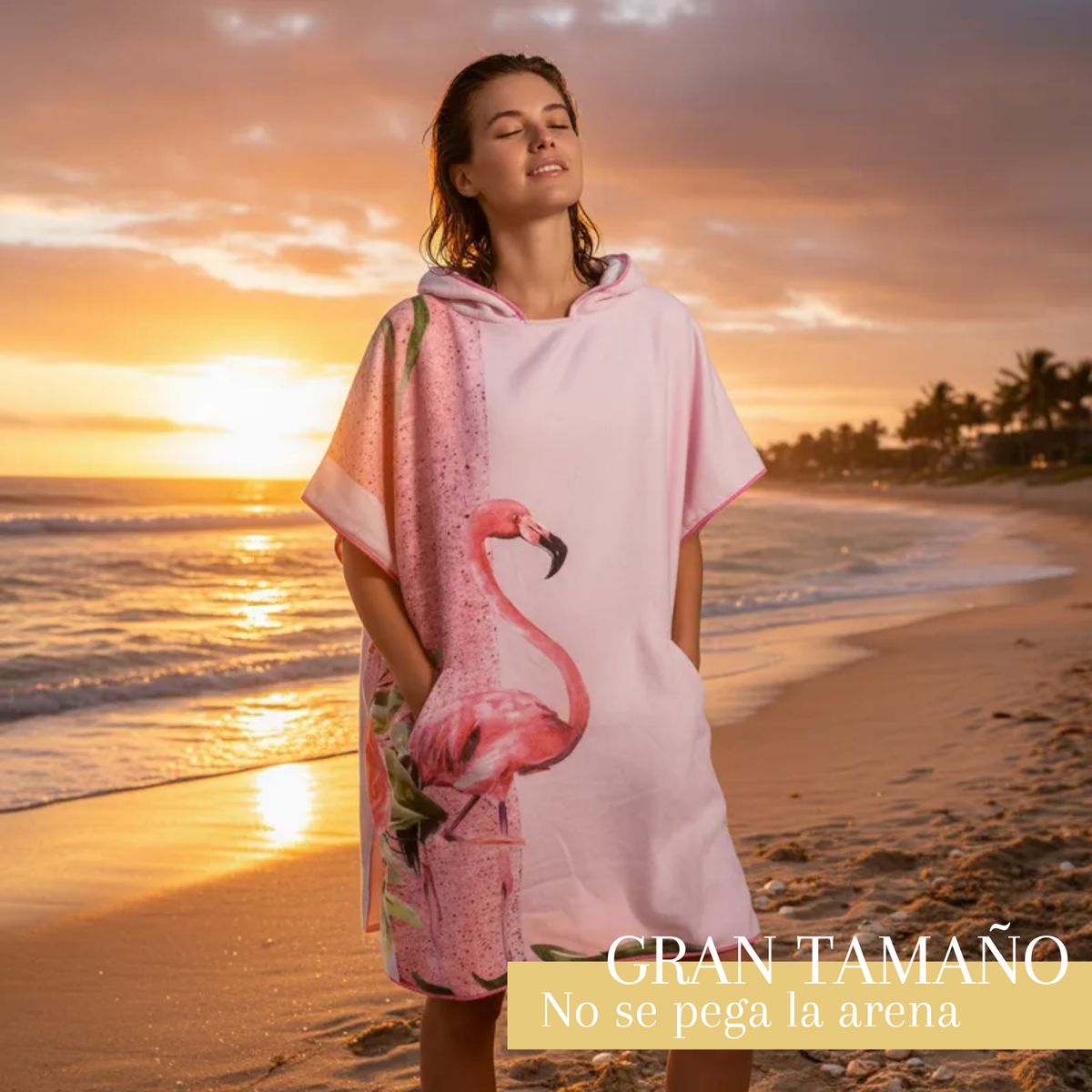 Toalla con capucha para playa mujer, de estilo surf poncho con broches, en color azul, ideal para secar y cubrirse en la playa.