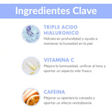 Mascarilla facial de suero coreano OOTD con ácido hialurónico triple para una piel brillante y hidratada.
