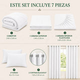 Set de cobertor Queen de 7 piezas en color blanco, con diseño suave y cómodo para la cama, de la marca Enigma Store.