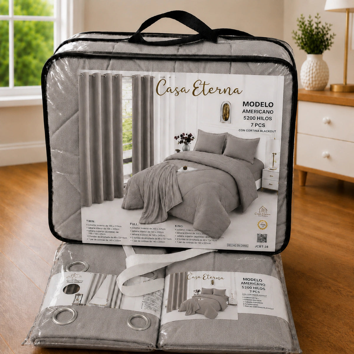 Set Cobertor Queen 7 Piezas Taupe