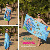 Toalla para niño de microfibra de secado rápido, playa y viaje, tamaño 75x150 cm, en colores vivos y suaves.