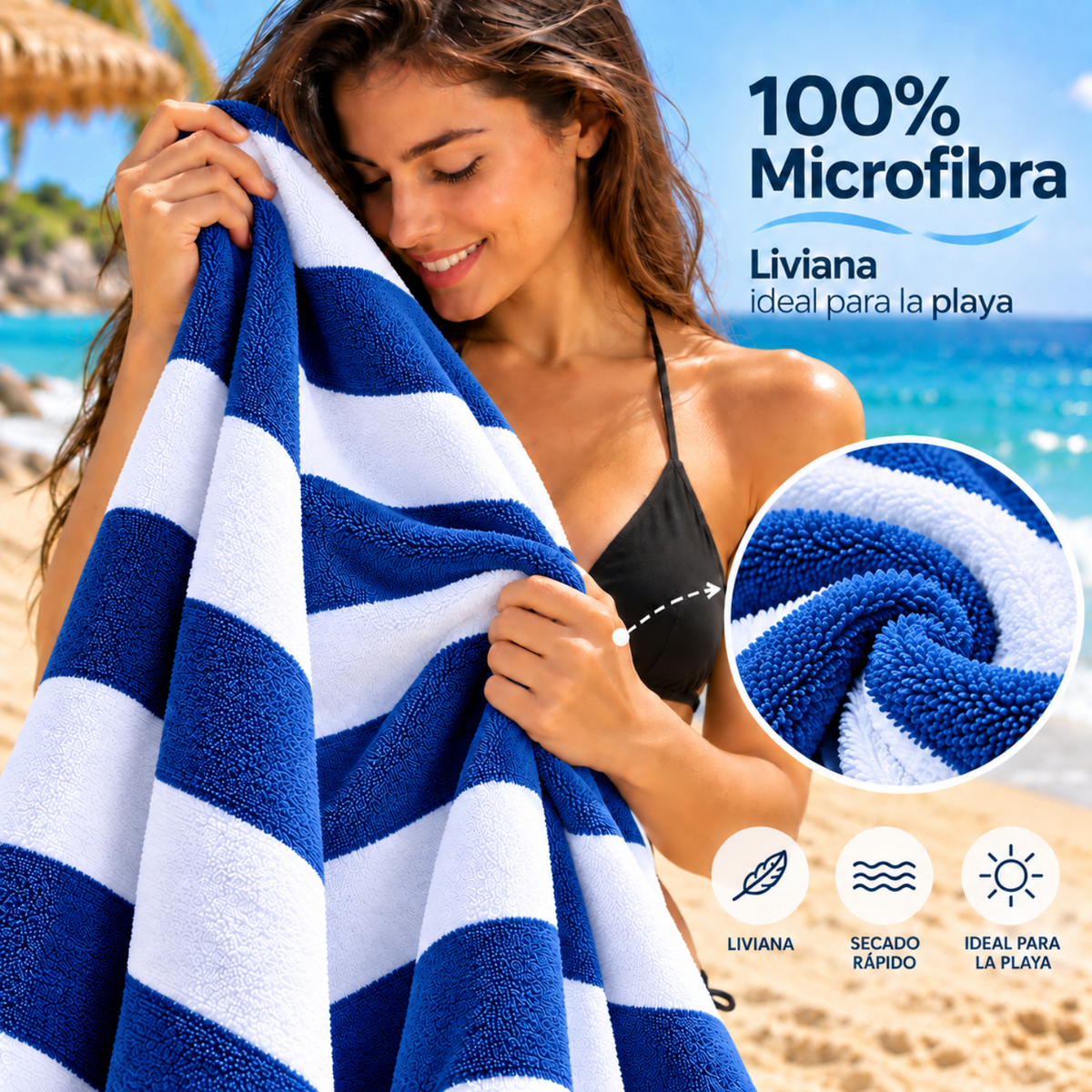 Pack 4 Toalla Playa Microfibra Franjas
