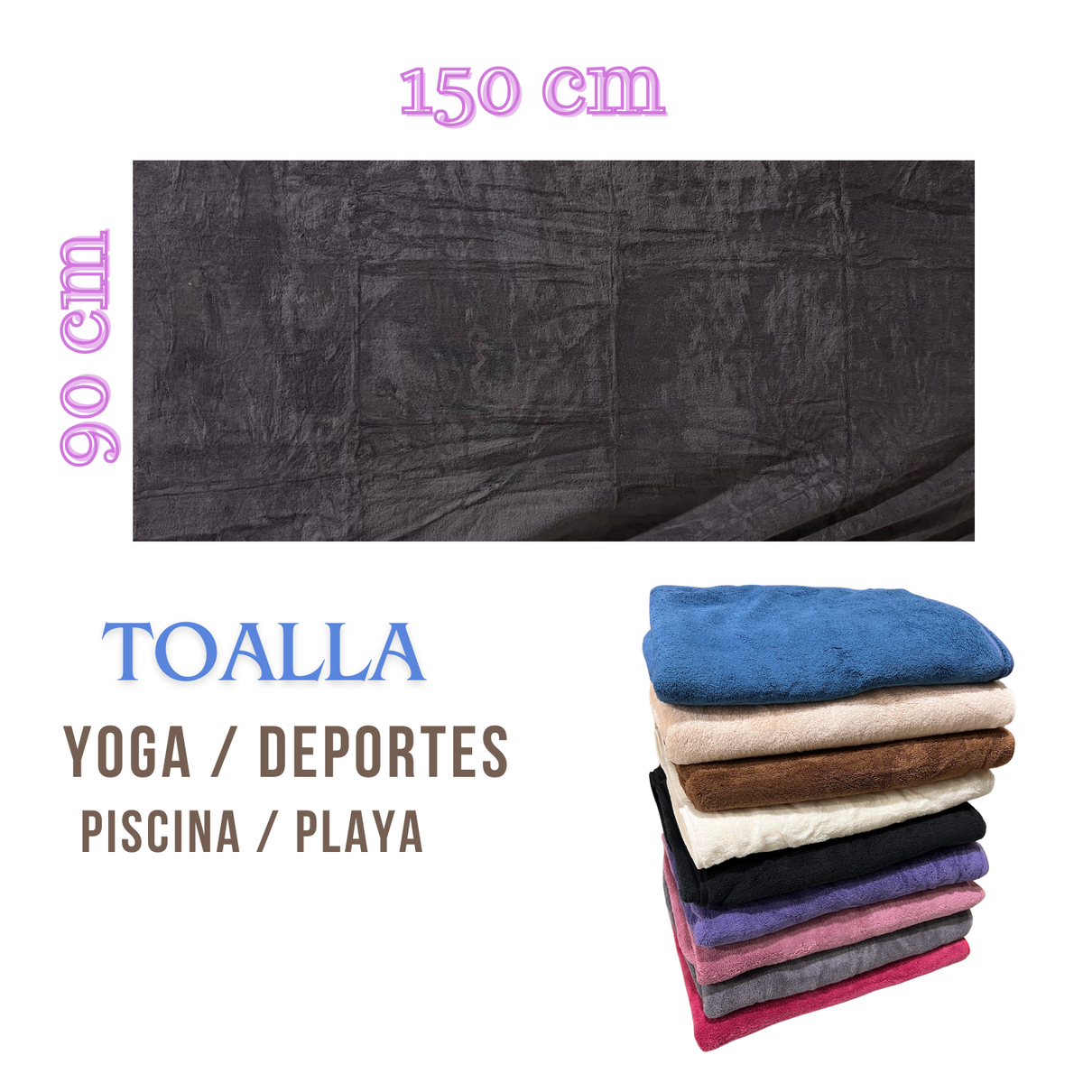 Toalla De Microfibra Secado Rapido Baño Viaje Gym 90x150 Cm