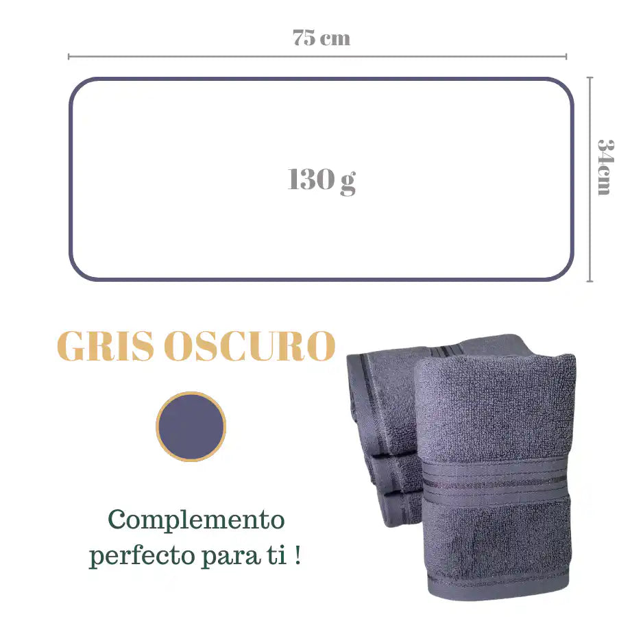 Conjunto de 4 toallas de algodón color grafito, 130 g, ideales para hotel y spa, de la marca Enigma Store.
