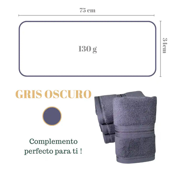 Conjunto de 4 toallas de algodón color grafito, 130 g, ideales para hotel y spa, de la marca Enigma Store.