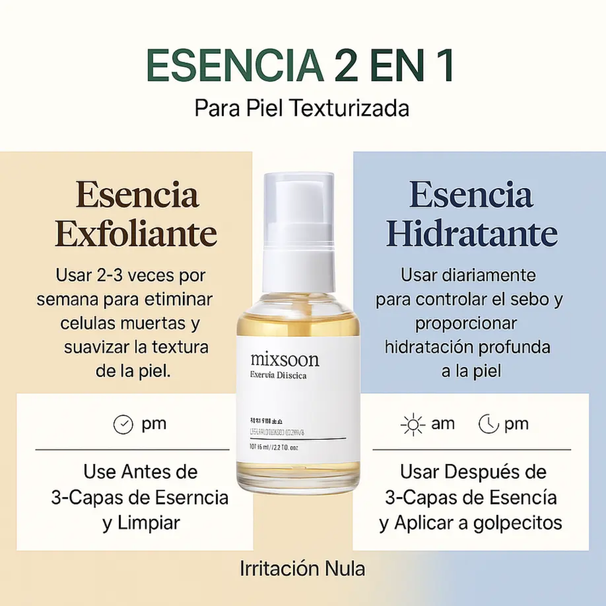 Esencia de frijol Mixsoon, producto coreano para cuidado de la piel, en envase de 50ml con botella transparente y gotero.