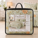 Cubrecama quilt bordado King de Casa Eterna con diseño floral de rosas, 5 piezas, ideal para cama grande.