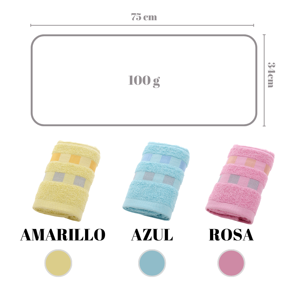 Pack 6 Toallas De Mano Algodon Baño Cocina Hotel Spa 35x75cm