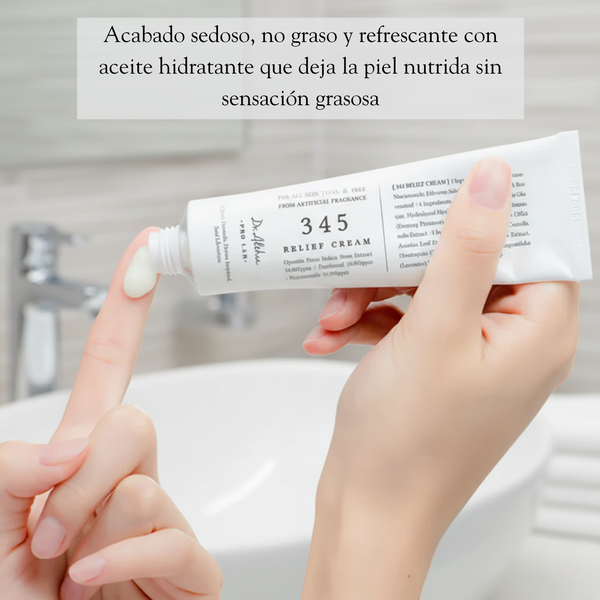 Crema de alivio Dr Althea 345 para cuidado de la piel, frasco con crema blanca en envase de skincare coreano.