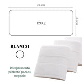Cuatro toallas blancas de mano de algodón para peluquería, hotel y spa, tamaño 35x75 cm, de la marca Enigma Store.