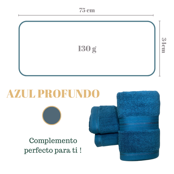 Pack De 4 Toallas Azul Profundo Algodón 130 gr Hotel Spa