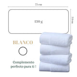 Set de 4 toallas blancas de algodón para baño, tamaño 75x35 cm y peso 130 g, ideales para hoteles y uso diario