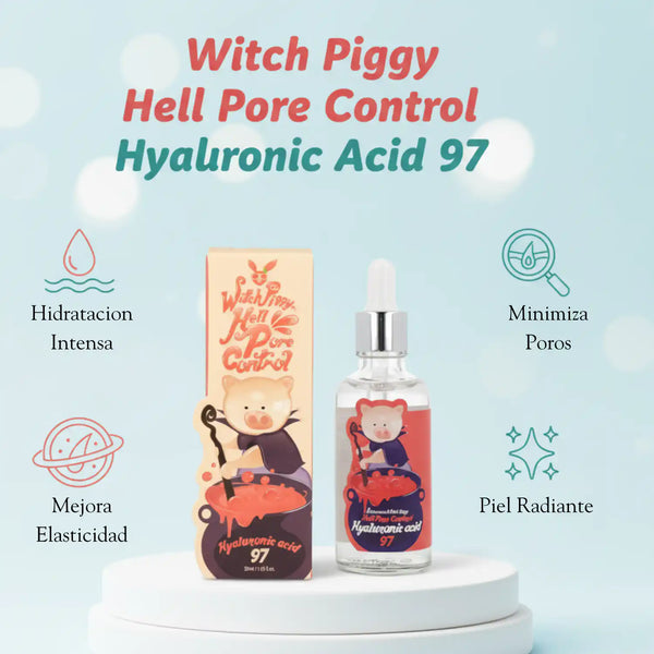 Bote de suero facial Elizavecca Witch Piggy Hell Pore Control con ácido hialurónico al 97% para control de poros y hidratación.