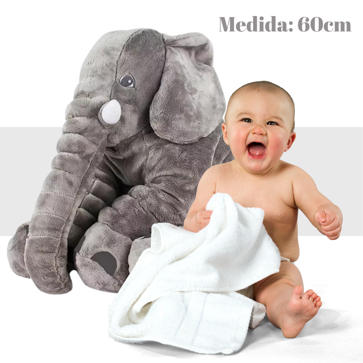 Peluche Almohada De Apego Para Bebe Elefante Gigante Suave