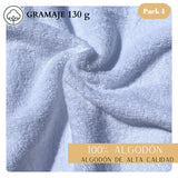 Toallas blancas de algodón en paquete de 4, ideales para hotel y spa, con peso de 130 gr, marca Enigma Store.