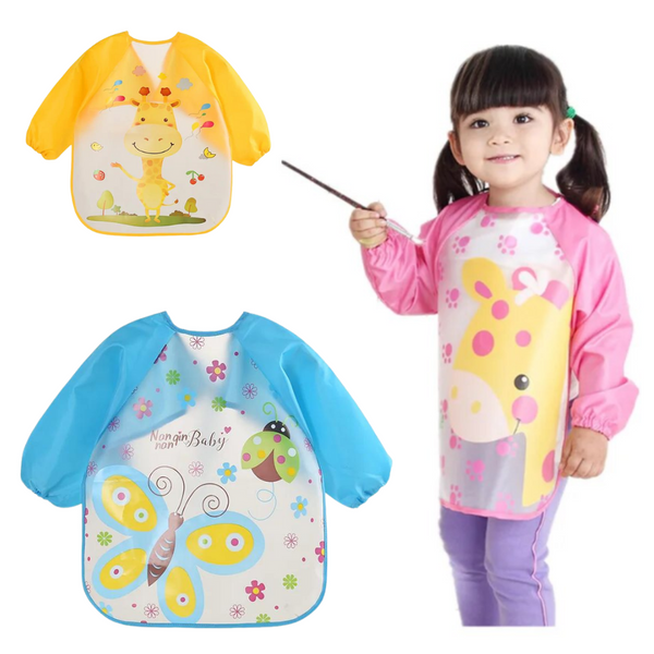 Pack 3 Baberos Con Manga Impermeable Bolsillo Niña Niño Bebe