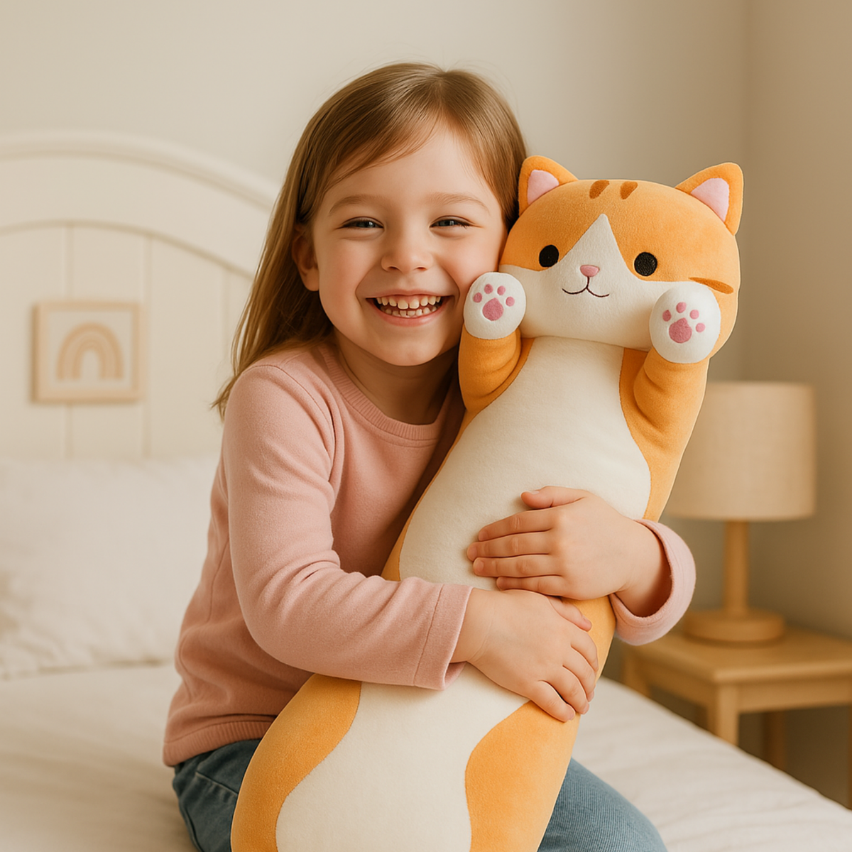 Cojín Almohada Peluche Largo De Gatito Suave de 90 cm