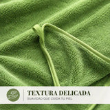 Set de 2 toallas de baño grandes de microfibra verdes de 90x180 cm, suaves y absorbentes.